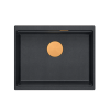 Quadron LOGAN 100 GraniteQ zlewozmywak black diamond 56x45x21,5 cm 1-komorowy podwieszany z syfonem manualnym miedziany HQJ6045U8PVDC1U